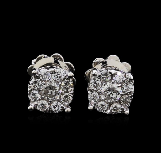 0.58 ctw Diamond Earrings - 14KT White Gold