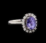 14KT White Gold 2.16 ctw Tanzanite and Diamond Ring