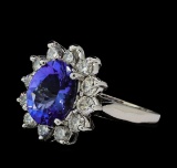 2.81 ctw Tanzanite and Diamond Ring - 14KT White Gold