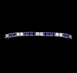 5.50 ctw Blue Sapphire And Diamond Bracelet - 14KT White Gold