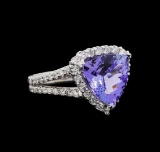 14KT White Gold 4.78 ctw Tanzanite and Diamond Ring