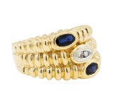 0.30 ctw Sapphire and Diamond Ring - 14KT Yellow Gold
