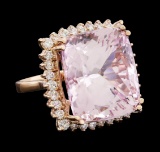 34.86 ctw Kunzite and Diamond Ring - 14KT Rose Gold