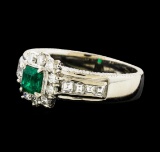 0.38 ctw Emerald and Diamond Ring - Platinum