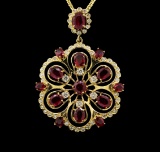 14KT Yellow Gold 9.82 ctw Ruby and Diamond Pendant With Chain