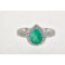 1.79 ctw Emerald and Diamond Ring - 18KT White Gold