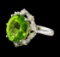 5.89 ctw Peridot and Diamond Ring - Platinum