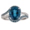 4.70 ctw Topaz and Diamond Ring - 10KT White Gold