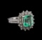2.83 ctw Emerald and Diamond Ring - 14KT White Gold