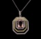 1.95 ctw Morganite and Diamond Pendant With Chain - 14KT White Gold