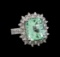 7.91 ctw Emerald and Diamond Ring - 14KT White Gold