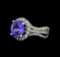 4.80 ctw Tanzanite and Diamond Ring - 14KT White Gold