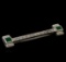 0.56 ctw Emerald and Diamond Pin - 10KT White Gold