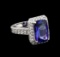 4.95 ctw Tanzanite and Diamond Ring - 14KT White Gold