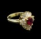 0.80 ctw Ruby and Diamond Ring - 14KT Yellow Gold