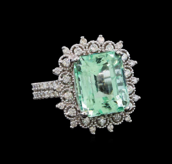7.91 ctw Emerald and Diamond Ring - 14KT White Gold