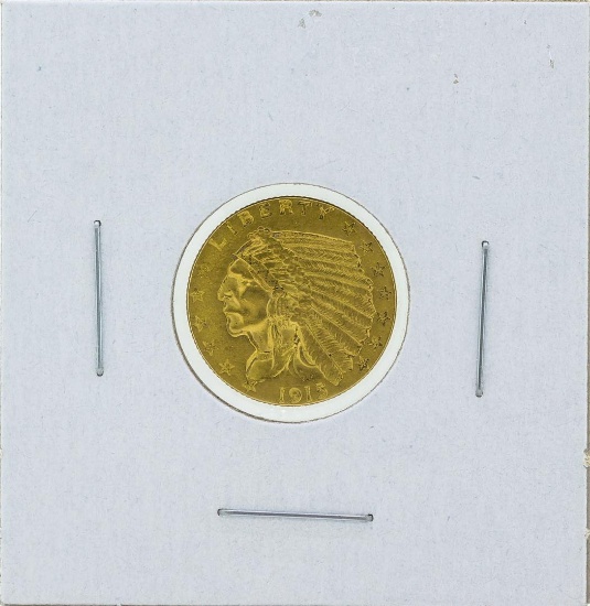 1915 $2 1-2 Indian Head Quarter Eagle Gold Coin BU