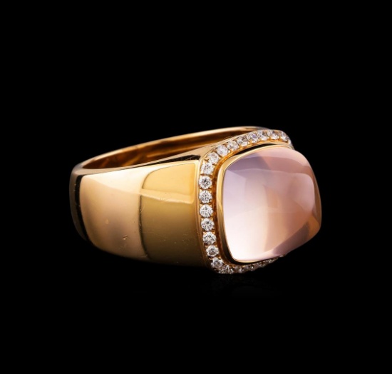 Fred of Paris Pain De Sucre Rose Quartz and Diamond Ring - 18KT Pink Gold