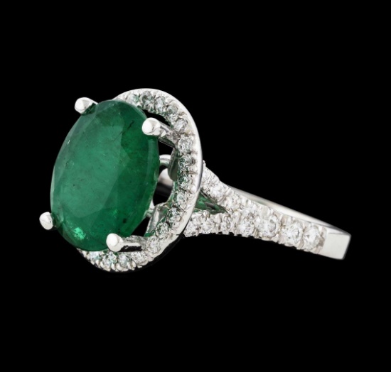 3.05 ctw Emerald and Diamond Ring - 14KT White Gold