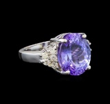 14KT White Gold 8.25 ctw Tanzanite and Diamond Ring