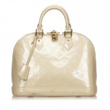 Louis Vuitton Off White Pearl Vernis Monogram Alma PM Handbag