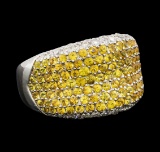 2.83 ctw Yellow Sapphire and Diamond Ring - 18KT White Gold