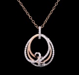 0.82 ctw Diamond Pendant With Chain - 14KT Two-Tone Gold