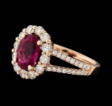 1.73 ctw Tourmaline and Diamond Ring - 14KT Rose Gold