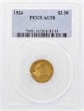 1926 $2 1/2 Indian Head Quarter Eagle Gold Coin PCGS AU58