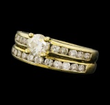 1.35 ctw Diamond Ring Soldered To Wedding Band - 14KT Yellow Gold