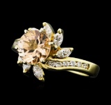 1.24 ct. Morganite and Diamond Ring - 14KT Yellow Gold