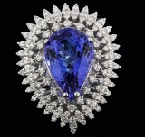 14KT White Gold 11.43 ctw Tanzanite and Diamond Ring