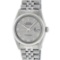 Rolex Mens Stainless Steel Slate Grey Roman Fluted Bezel Datejust Wristwatch