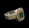 14KT Two-Tone Gold 0.84 ctw Emerald and Diamond Ring