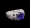 3.35 ctw Tanzanite and Diamond Ring - 14KT White Gold