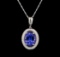 18KT White Gold 7.20 ctw Tanzanite and Diamond Pendant With Chain