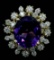 3.66 ctw Amethyst and Diamond Ring - 14KT Yellow Gold