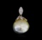14KT Yellow Gold 21.38 ctw Pearl and Diamond Pendant