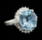 9.66 ctw Aquamarine and Diamond Ring - Platinum