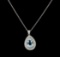 3.7 ctw Aquamarine and Diamond Pendant With Chain - 14KT White Gold