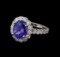 3.27 ctw Tanzanite and Diamond Ring - 14KT White Gold