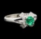 0.60 ctw Emerald and Diamond Ring - Platinum