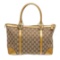 Gucci Beige Brown Canvas Gold Leather Monogram Shoulder Bag