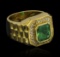 4.80 ctw Emerald and Diamond Ring - 18KT Yellow Gold