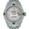 Rolex Ladies SS MOP Diamond Lugs And Emerald Datejust Wriswatch