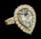 4.08 ctw Aquamarine and Diamond Ring - 14KT Yellow Gold