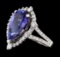 4.16 ctw Tanzanite and Diamond Ring - 14KT White Gold