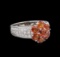 2.46 ctw Orange Sapphires and Diamond Ring - 14KT White Gold