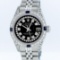 Rolex Stainless Steel Black String Diamond VVS DateJust Ladies Watch