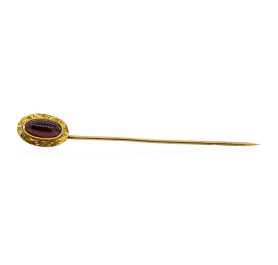 Garnet Stick Pin  - 10KT Yellow Gold